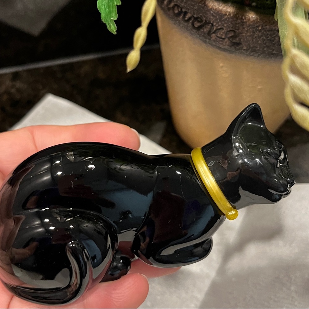 Vintage Here's My Heart Rare Avon Black Cat Cologne Perfume Bottle 1/2 full. - Picture 4 of 9